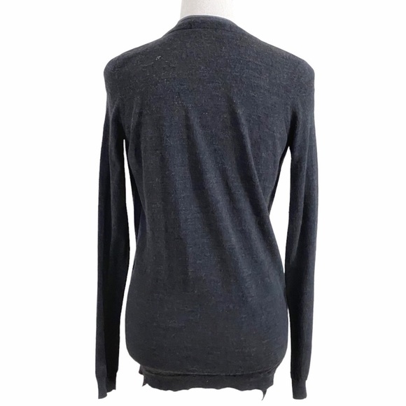 THEORY KRYSSA B PREEN 100% WOOL DARK LIGHT GREY BUTTON DOWN KNITTED CARDIGAN - Picture 3 of 10